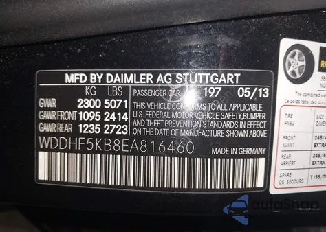 2014 Mercedes-Benz E 350 из США, поврежденный, VIN WDDHF5KB8EA816460